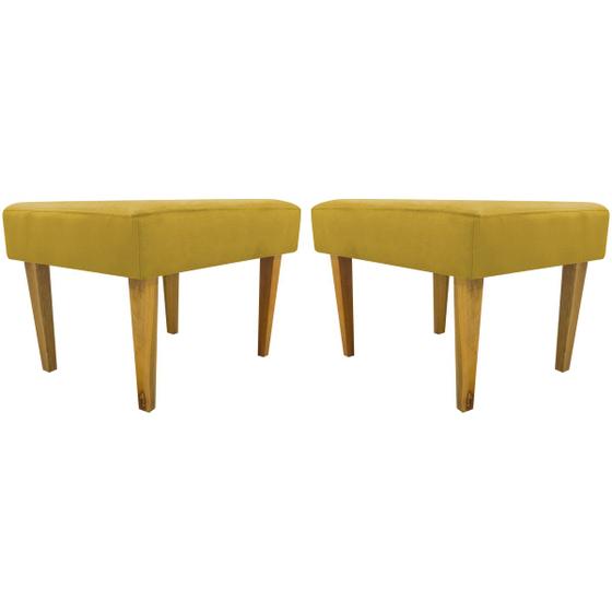 Imagem de Kit 2 Puff Decorativos Para Sala Charme Suede Cores Pé Castanho - Clique E Decore