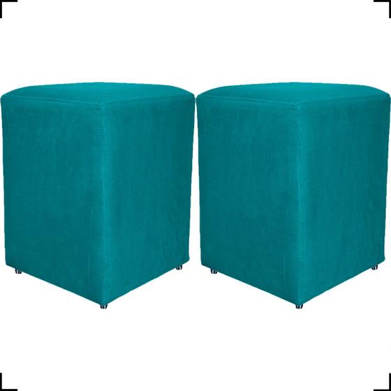 Imagem de Kit 2 Puff Decorativos Para Sala Dado Suede Cores - Clique e Decore