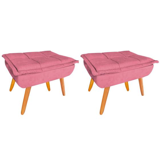 Imagem de Kit 2 Puff Opala Decorativo Sala de Estar Suede Rosa