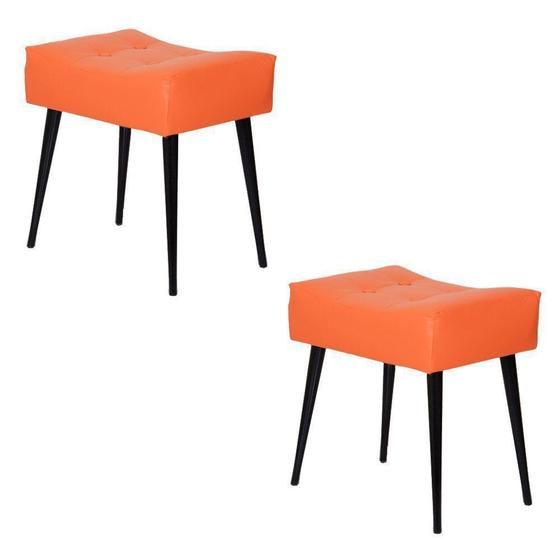 Kit 2 Puffs Banquetas Nobre Laranja Com Pé Palito Chanfrado Preto - Stay Puff Menor preço em Kit 2 Puffs Banquetas Nobre Laranja Com Pé Palito Chanfrado Preto - Stay Puff