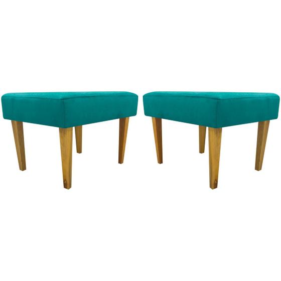 Imagem de Kit 2 Puffs Decorativo Retangular Para Sala Recepção Charme Pé Trapézio Suede Cores