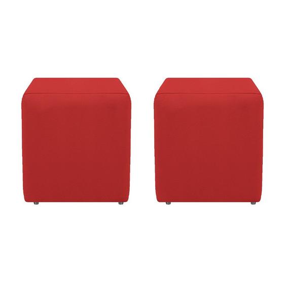 Imagem de Kit 2 Puffs Decorativos Dado Sala de Estar Recepção Suede Vermelho