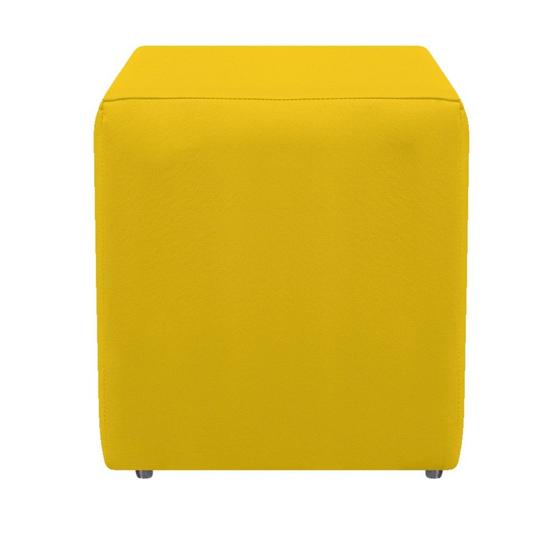 Imagem de Kit 2 Puffs Decorativos Dado Sala de Estar Recepção Tecido Sintético Amarelo