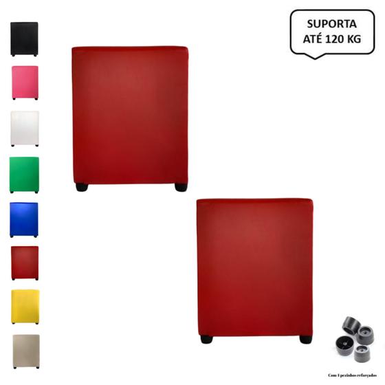 Imagem de Kit 2 Pufs Puff Banqueta Quadrado Decorativo Vermelho Material Sintético Cubo