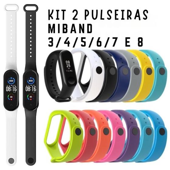 Imagem de Kit 2 pulseiras para Compatível Band 3 / 4 / 5 / 6 / 7 / 8  Não acompanha relógio