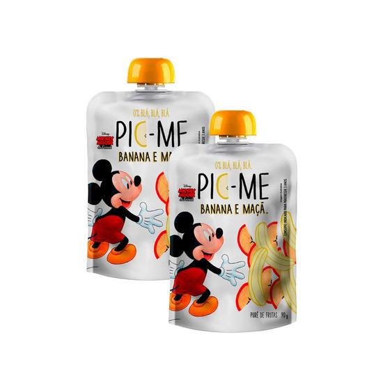 Imagem de Kit 2 Purê de Frutas Pic - Me Mickey Mouse sabor Banana e Maçã 90g