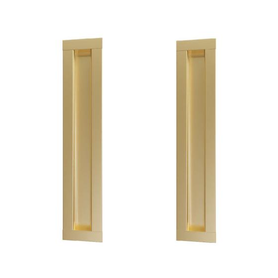 Imagem de Kit 2 puxador porta concha celleno dourado matte fosco 80 cm (800mm) italy line il 255