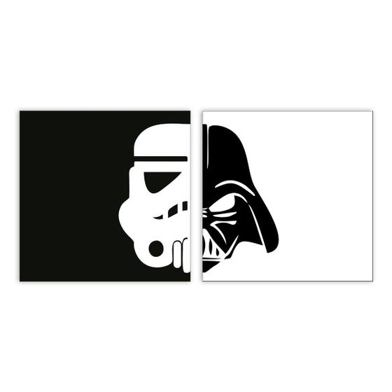 Imagem de Kit 2 Quadro Decorativo Darth Vader E Stormtrooper 20x20 Mdf Madeira Adesivada