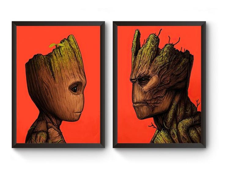 Imagem de Kit 2 Quadros A4 Groot Bebê Vs Groot