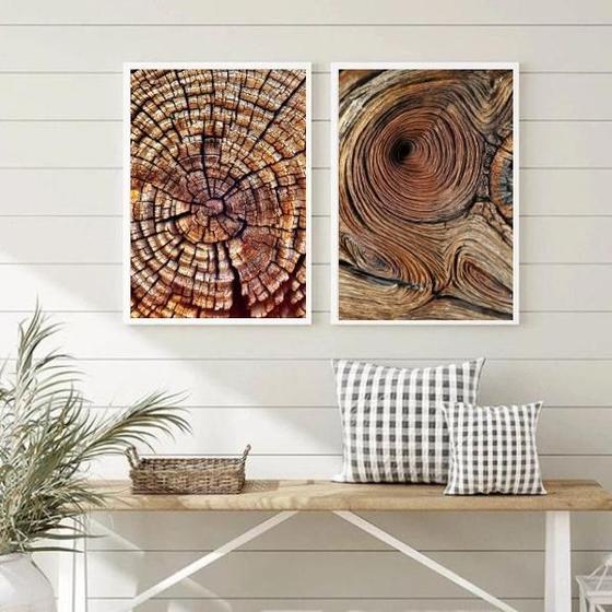 Imagem de Kit 2 Quadros Abstratos Marrons 45x34cm - com Vidro