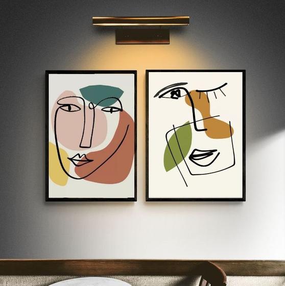 Imagem de Kit 2 Quadros Abstratos - Traços Pessoas 24x18cm - com vidro