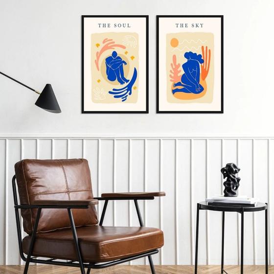 Imagem de Kit 2 Quadros Arte Matisse The Soul e The Sky 33x24cm - com vidro