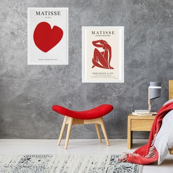 Imagem de Kit 2 Quadros Arte Matisse - Vermelho 24X18Cm - Com Vidro