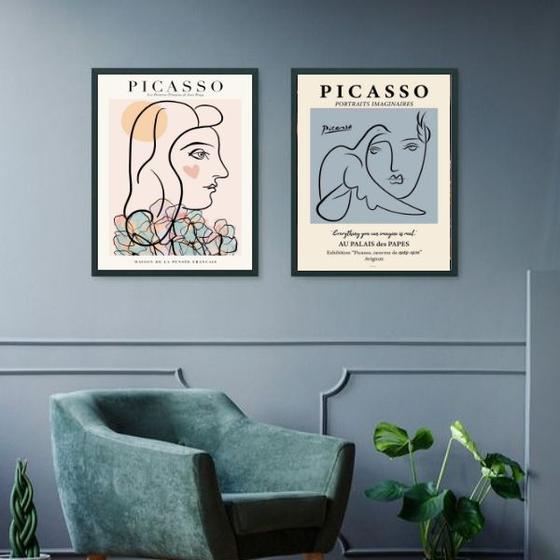 Imagem de Kit 2 Quadros Artes Picasso - Mulheres 24x18cm - com vidro