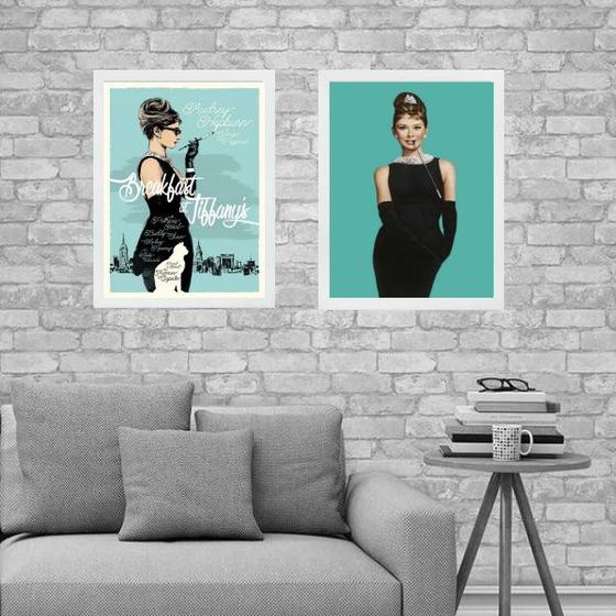 Imagem de Kit 2 Quadros Audrey - Breakfast at Tiffanys 33x24cm - com vidro