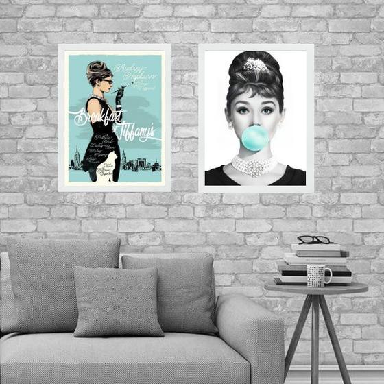 Imagem de Kit 2 Quadros Breakfast at Tiffanys- Audrey 33x24cm - com vidro