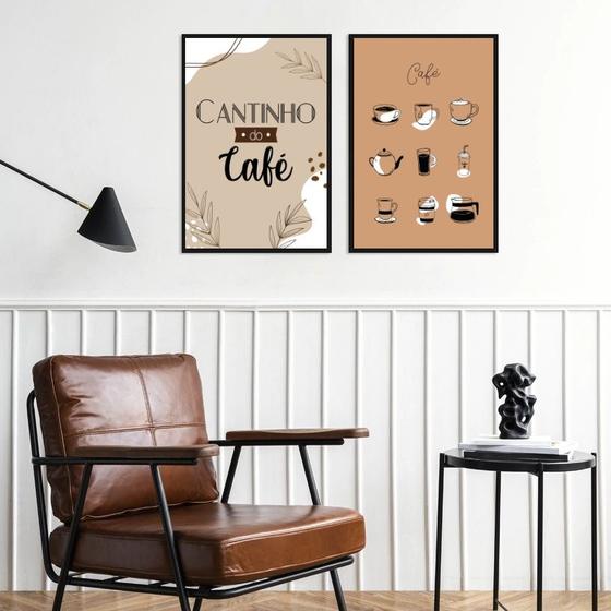 Imagem de Kit 2 Quadros Café De Toda Forma 24x18cm - com vidro