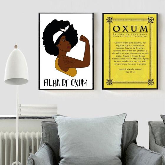 Imagem de Kit 2 Quadros Candomblé Filha de Oxum 45x34cm - com vidro
