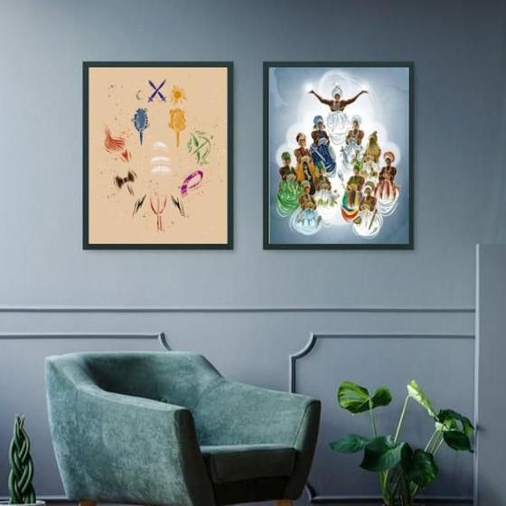 Imagem de Kit 2 Quadros Candomblé - Os Orixás 24X18Cm - Com Vidro
