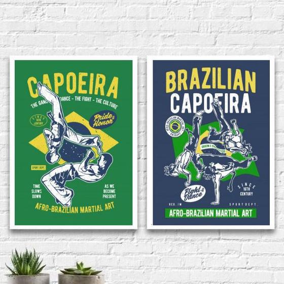 Imagem de Kit 2 Quadros Capoeira Brasil 24x18cm