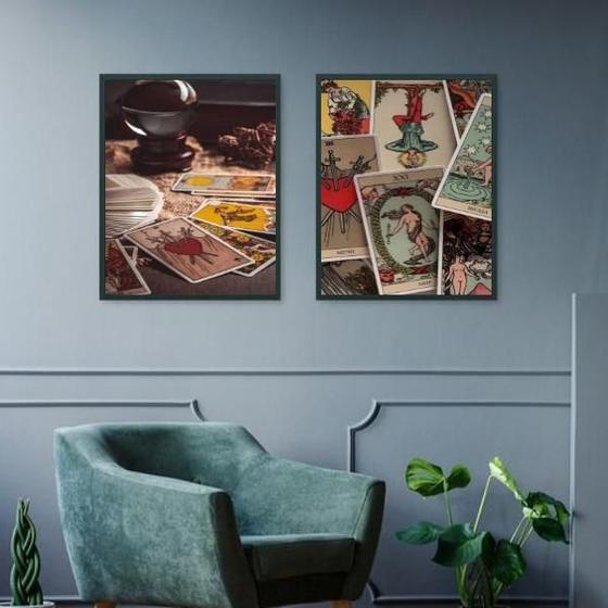 Imagem de Kit 2 Quadros Cartas De Tarot 33X24Cm - Com Vidro