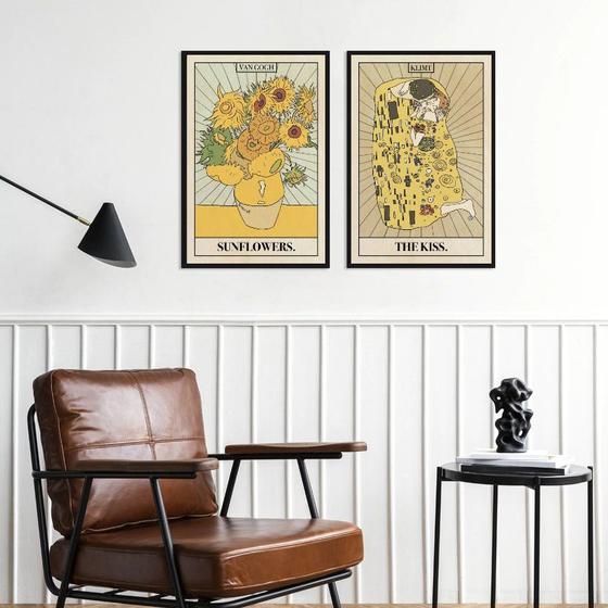 Imagem de kit 2 Quadros Cartas Tarot Klimt e Van Gogh 33x24cm - com vidro