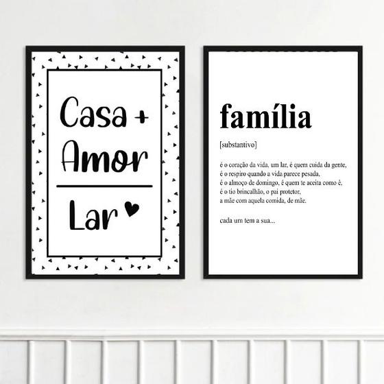 Imagem de Kit 2 Quadros Casa Amor Lar Família 45x34cm - com vidro