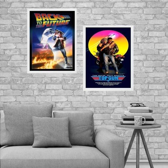 Imagem de Kit 2 Quadros Cinema Filmes Anos 80 33X24Cm - Com Vidro