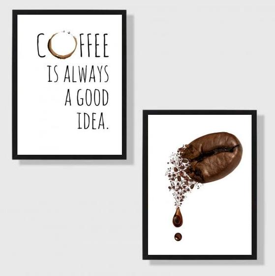 Imagem de Kit 2 Quadros Coffee Good Idea - Grão 45x34cm - com vidro