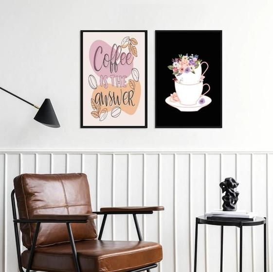 Imagem de Kit 2 Quadros Coffee Is The Answer 45X34Cm - Com Vidro