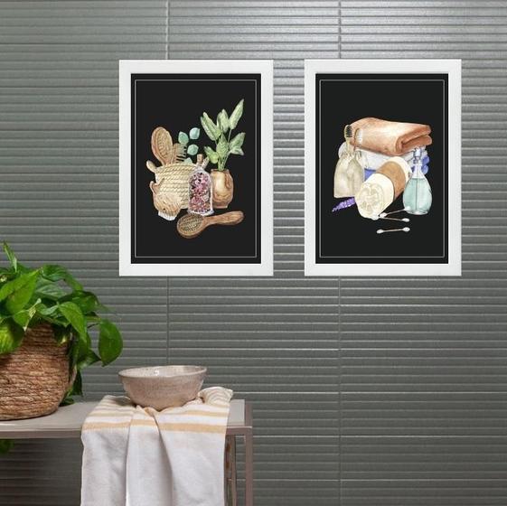 Imagem de Kit 2 Quadros Com Imagem Para Banheiro 24X18Cm - Com Vidro