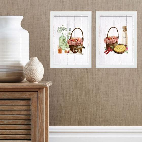 Imagem de Kit 2 Quadros Cozinha Provençais Rústicos 24x18cm - com vidro
