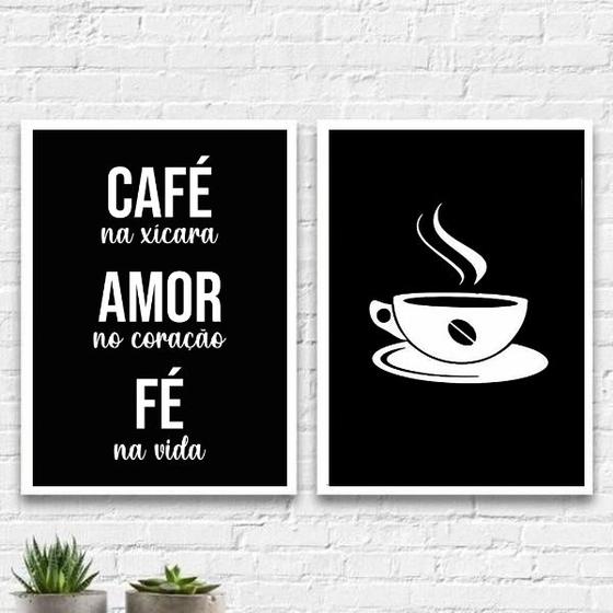 Imagem de Kit 2 Quadros Decoração Cantinho Do Café 33x24cm - com vidro