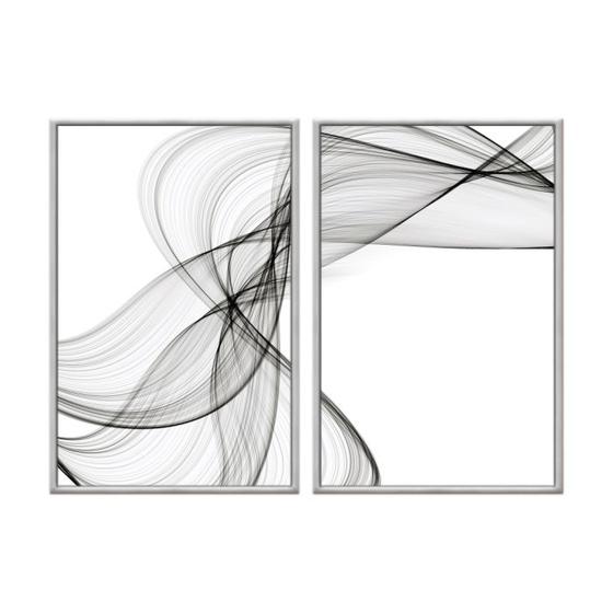 Imagem de Kit 2 quadros decorativos 40x60xcm canvas- abstrato preto e branco abg005