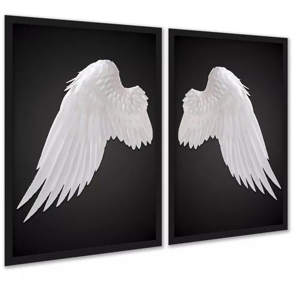 Imagem de Kit 2 Quadros Decorativos Asas De Anjo 24x18cm - com vidro