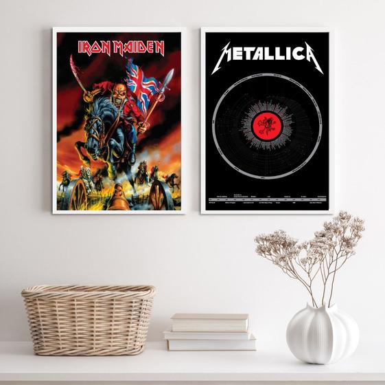 Imagem de Kit 2 Quadros Decorativos Bandas De RockMetal 24x18cm - com vidro