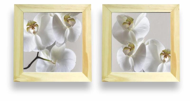 Imagem de Kit 2 Quadros Decorativos Banheiro Orquídea Lavabo Sala