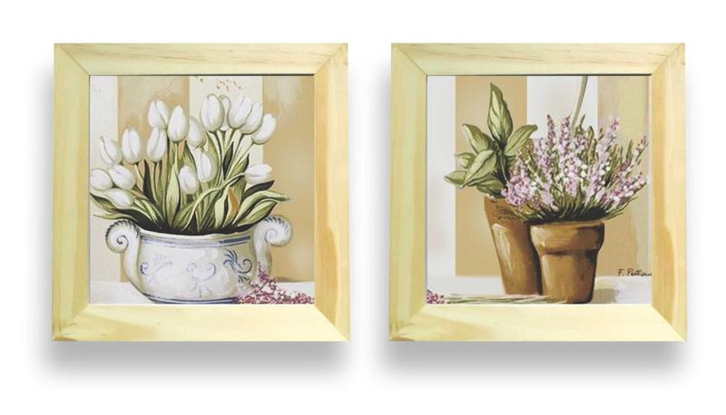 Imagem de Kit 2 Quadros Decorativos Banheiro Toalete Lavabo Flor Vaso II