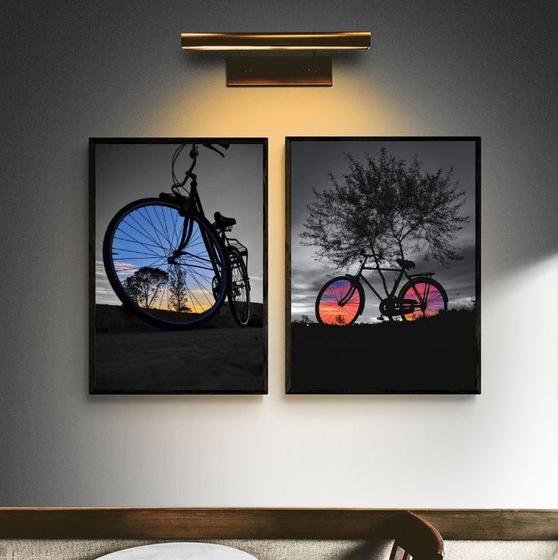 Imagem de Kit 2 Quadros Decorativos Bike - Paisagens 33x24cm - com vidro