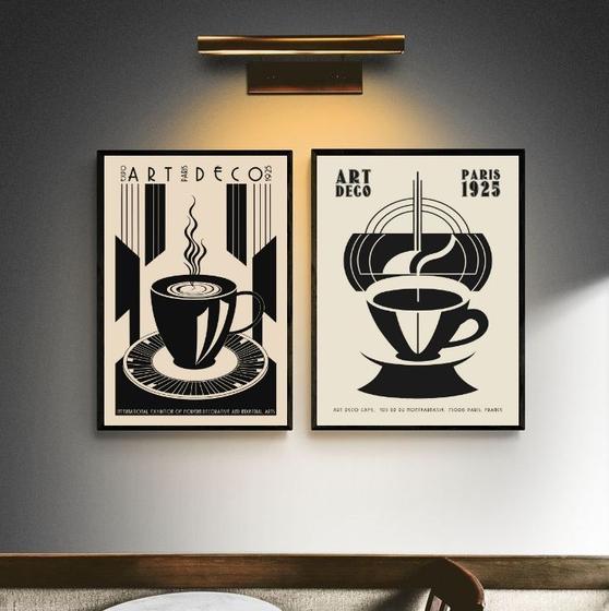 Imagem de Kit 2 Quadros Decorativos Café - Art Deco 45x34cm