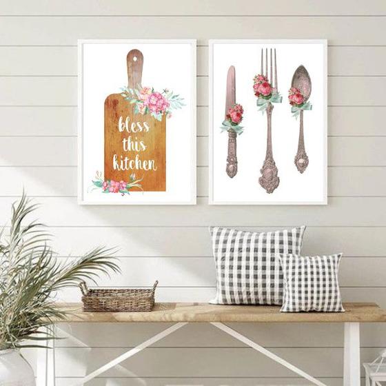 Imagem de Kit 2 Quadros Decorativos Cozinha Abençoada 33x24cm