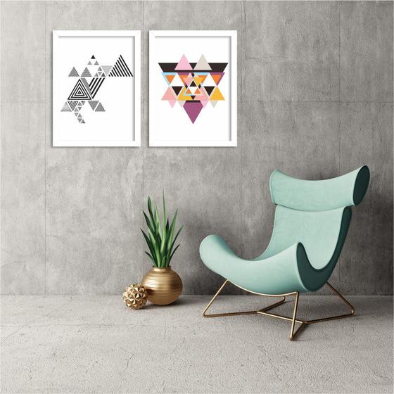 Imagem de Kit 2 Quadros Decorativos Escandinavo Geométrico