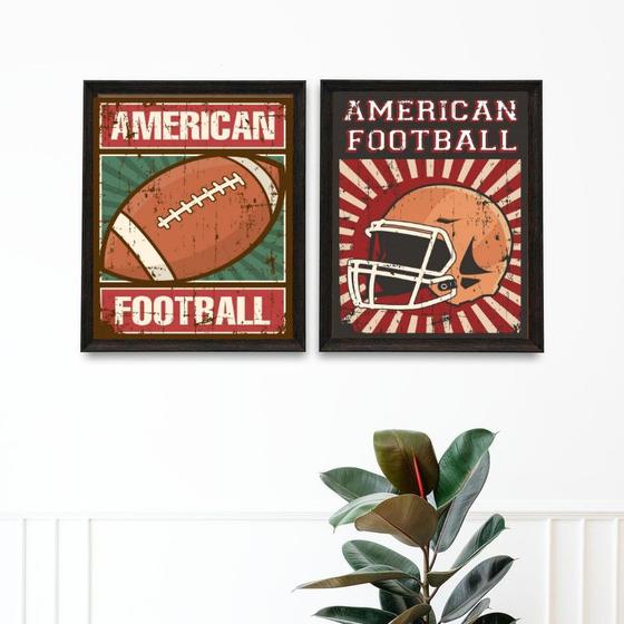 Imagem de Kit 2 Quadros Decorativos Futebol Americano 24x18cm