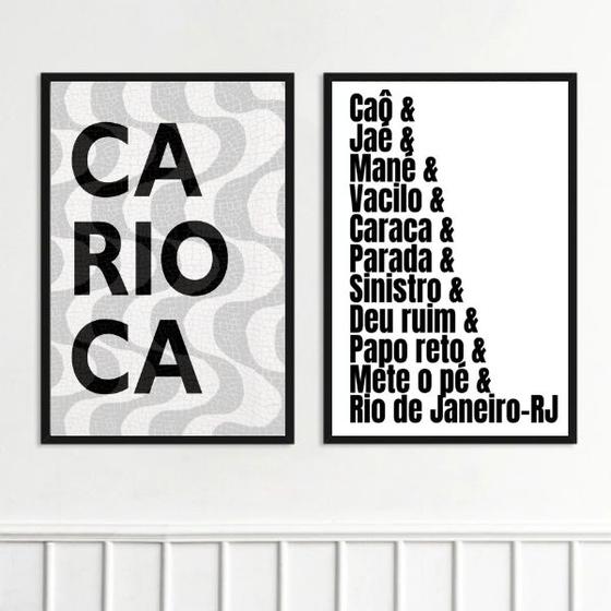 Imagem de Kit 2 Quadros Decorativos Gírias Cariocas 45x34cm - com vidro