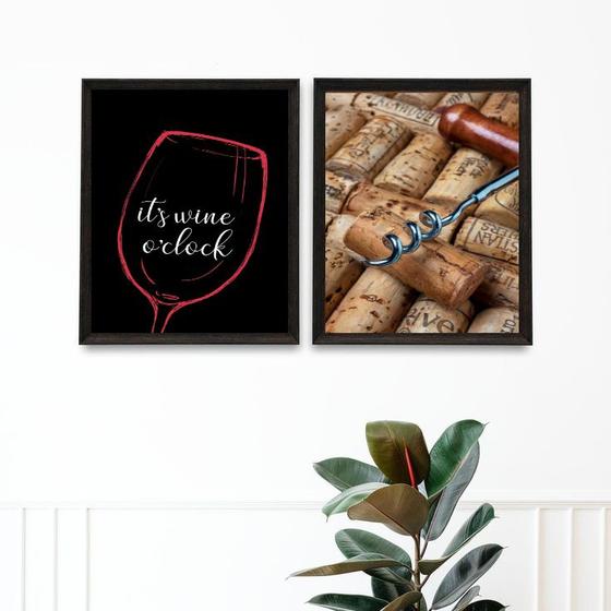 Imagem de Kit 2 Quadros Decorativos Hora Do Vinho 45x34cm - com vidro