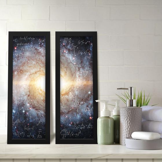 Imagem de Kit 2 Quadros Decorativos Lavabo Galáxia Espaço Universo