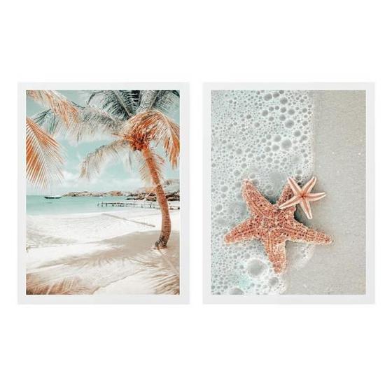 Imagem de Kit 2 Quadros Decorativos Praia Soft 24X18Cm