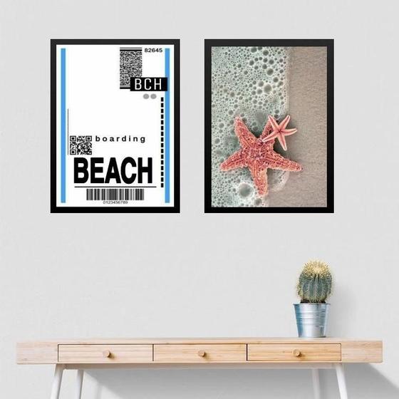 Imagem de Kit 2 Quadros Decorativos Viagem Praia 24X18Cm