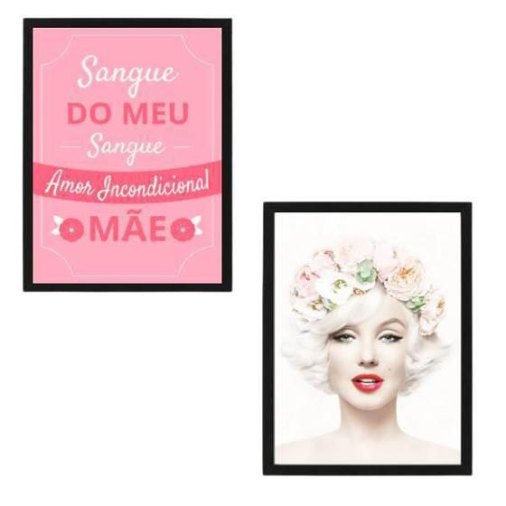 Imagem de Kit 2 Quadros Decortivos Mãe Amor - Marilyn Monroe