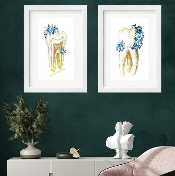 Imagem de Kit 2 Quadros Dentes Floral - 60X48Cm